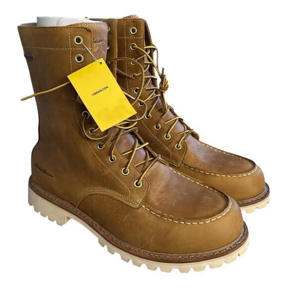 Eddie Bauer Mens Boots Sz 11.5 Brown Natural Leather MK-8 Vibram Sole $250 - Picture 1 of 12